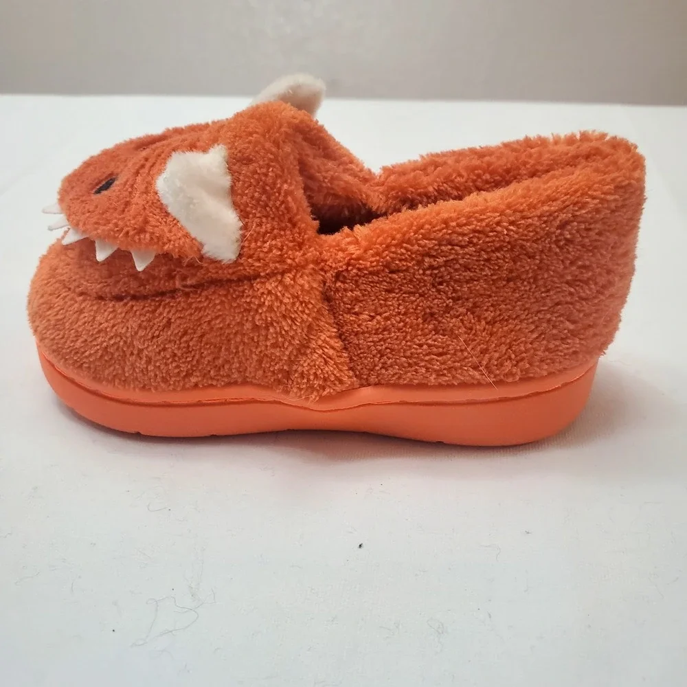 Plush Slippers Dinosaur House Shoes ● Toddler-Girls/Boys Orange ● Size‎ 7